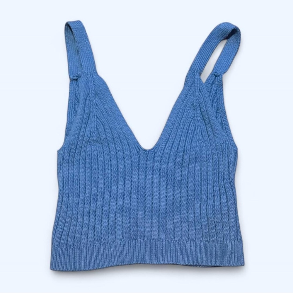 Blue Aerie sweater ribbed crop top, SZ Small Petite